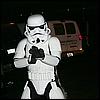 A stormtrooper takes aim towards camera